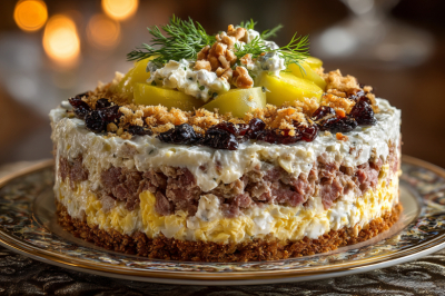 Салат &laquo;Мужское наслаждение&raquo; &mdash; в нем собрано все самое лучшее: идеальное сочетание мяса, огурцов и сыра