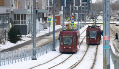 В Казани из-за снегопада временно остановили трамвай №8