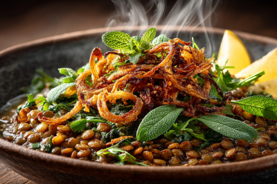 Эта чечевица с хрустящим луком &mdash; мой новый фаворит для постного и ПП-стола. Ореховый вкус и грибные нотки в одном блюде