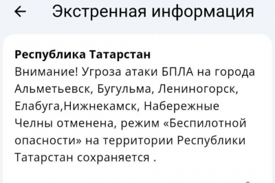 Угроза атаки БПЛА на города Закамья в Татарстане отменена